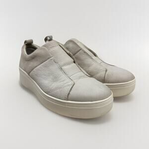 TOMS Amber Suede Laceless Shoes Womens 7.5 Beige Platform Slip On Casual Comfort